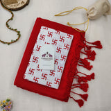 Premium Red Cotton Handloom Saree - Cotton Handloom Saree with Printed Blouse
