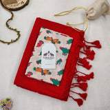 Graceful Handloom Cotton Saree - Red Handloom Cotton Saree With Printed Blouse
