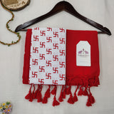 Premium Red Cotton Handloom Saree - Cotton Handloom Saree with Printed Blouse