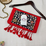 Traditional Red Handloom Cotton Saree - Handloom Cotton Saree with Floral Pattern Printed Blouse