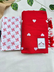 Beautiful cotton handloom saree with white printed blouse - Cotton Dori