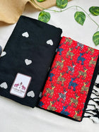 Night black cotton handloom saree with kalamkari printed blouse