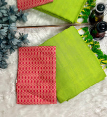 Premium parrot green saree with ruby red blouse - My Store