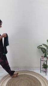 Rama Green Cotton Handloom Saree With Beautiful Printed Blouse